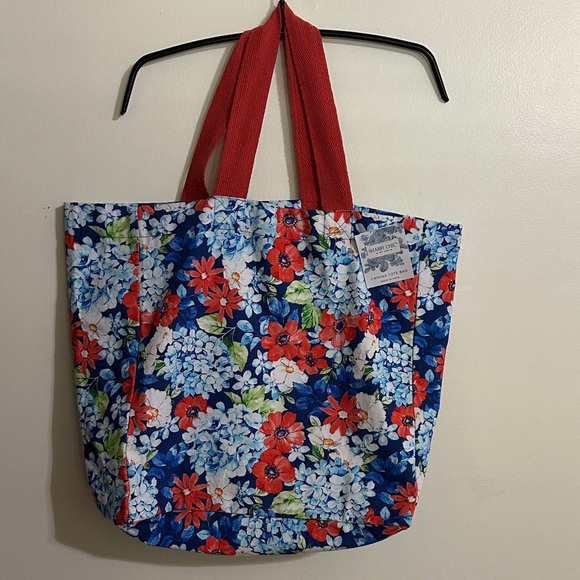 Shabby Chic Floral Tote with Red Handles - Picture 2 of 8
